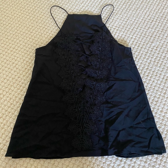 CAMI NYC Charlie Lace Back Silk Black Top size XS - Picture 3 of 5